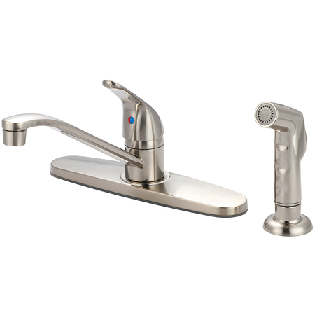 OLYMPIA FAUCETS Single Handle Kitchen Faucet, NPSM, Standard, Brushed Nickel, Flow Rate (GPM): 1.5 K-4162-BN